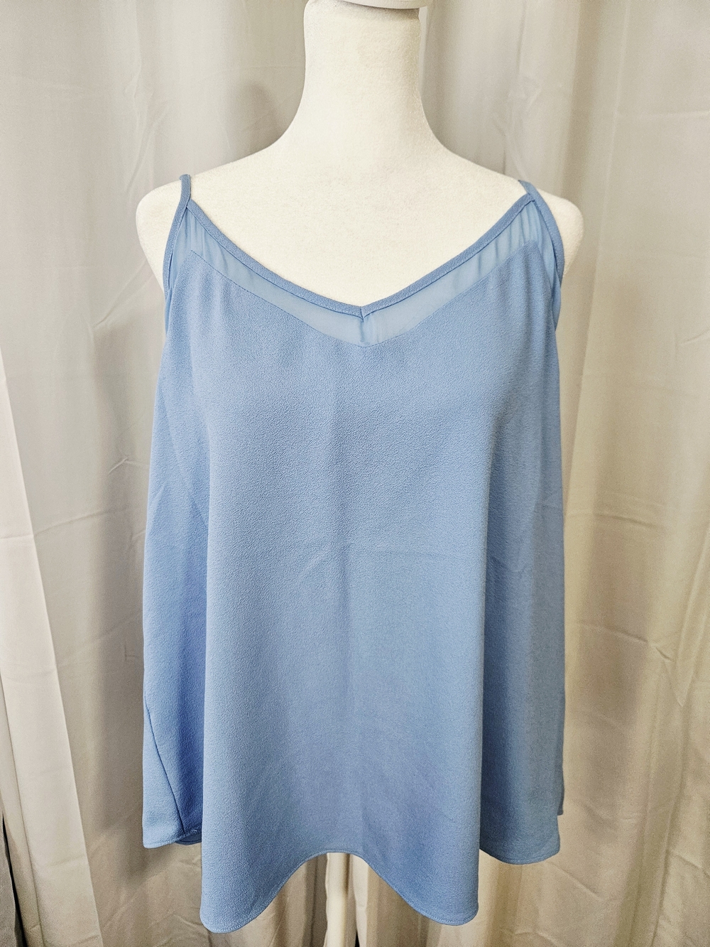 1.STATE Sky Blue Sleeveless Blouse Size XL – Flowy Chiffon Detail Top